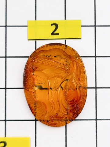 Cognac Amber Carved Virgo Cabochons