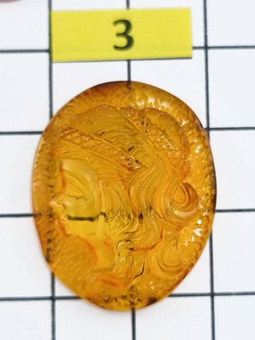 Cognac Amber Carved Virgo Cabochons