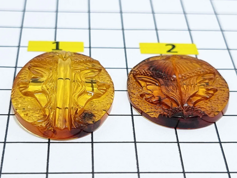 Cognac Amber Carved Gemini  Cabochons