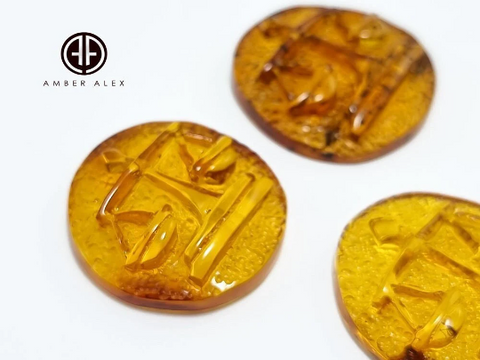 Cognac Amber Carved Libra Cabochons