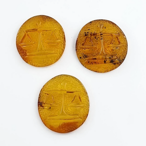 Cognac Amber Carved Libra Cabochons