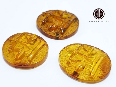 Cognac Amber Carved Libra Cabochons