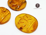 Cognac Amber Carved Libra Cabochons