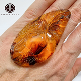 Cognac & Fossil Amber Carved Horse Cabochons