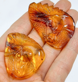 Cognac Amber Carved Unicorn Cabochons