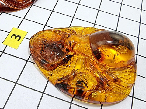 Cognac Amber Carved Spider Cabochons