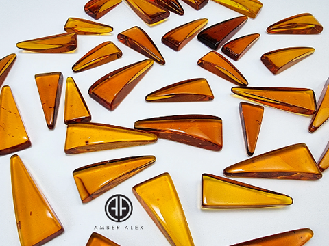 Cognac Amber Triangle Shape Cabochons