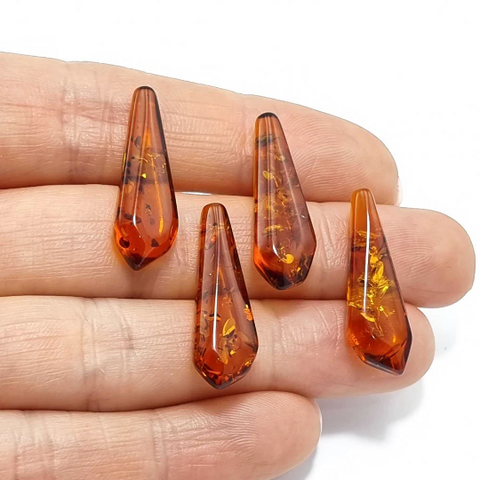 Cognac Amber Triangle Shape Cabochons