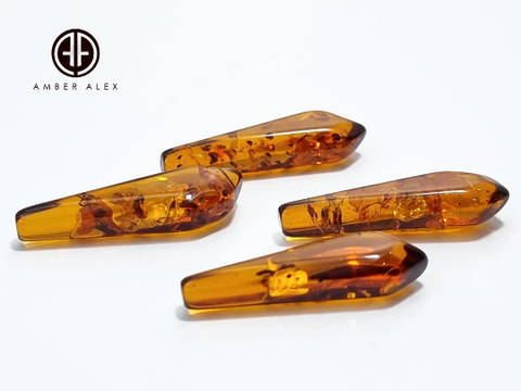 Cognac Amber Triangle Shape Cabochons