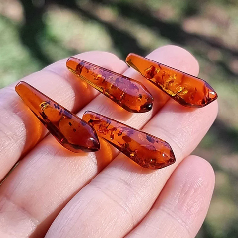 Cognac Amber Triangle Shape Cabochons