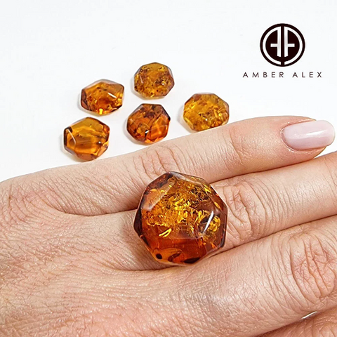 Cognac Amber Crystal Cut Stone