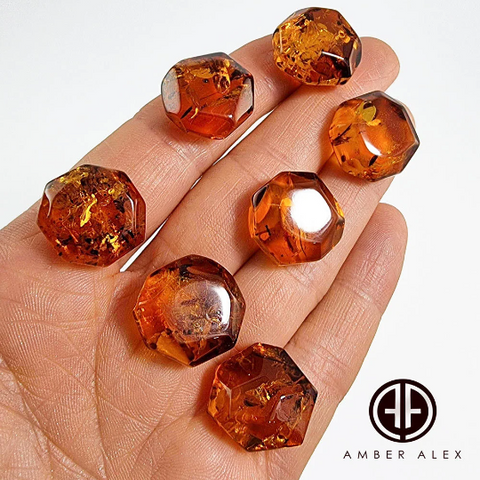 Cognac Amber Crystal Cut Stone