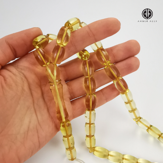 Transparent Amber Barrel Shape 10mm Islamic Prayer Beads