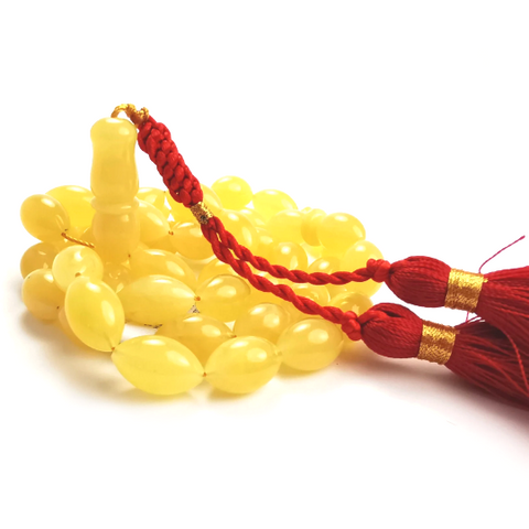 Butterscotch/Yellow Amber Olive Shape 9mm Islamic Prayer Beads