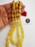 Butterscotch/Yellow Amber Olive Shape 9mm Islamic Prayer Beads