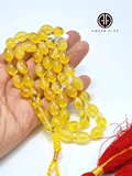 Transparent Cloudy Amber Olive Shape 14x9mm Islamic Prayer Beads