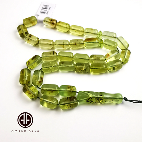 Green Amber Barrel Shape 7.5mm Islamic Prayer Beads