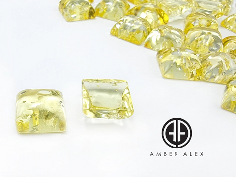 Lemon Amber Calibrated Square Cabochon