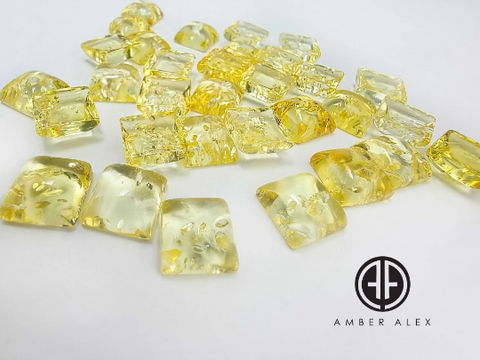 Lemon Amber Calibrated Square Cabochon