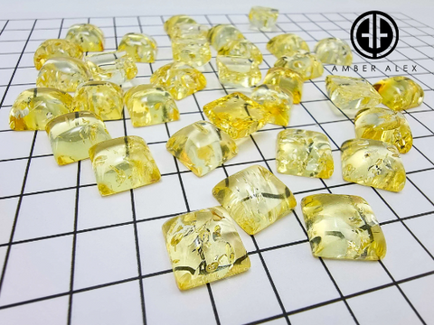 Lemon Amber Calibrated Square Cabochon