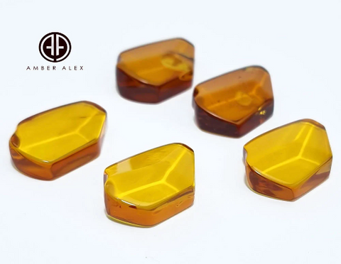 Cognac Amber Free Shape Faceted Cut Cabochon