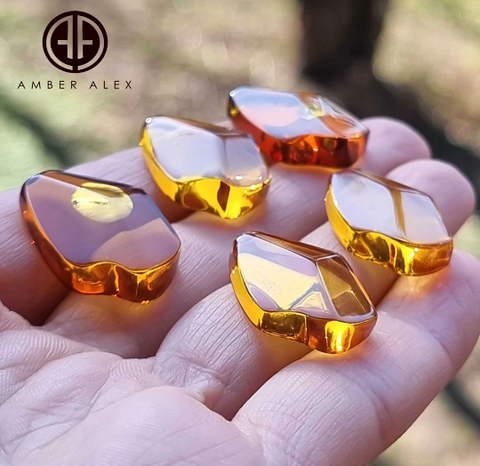 Cognac Amber Free Shape Faceted Cut Cabochon