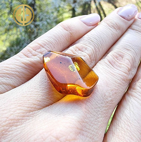 Cognac Amber Free Shape Faceted Cut Cabochon