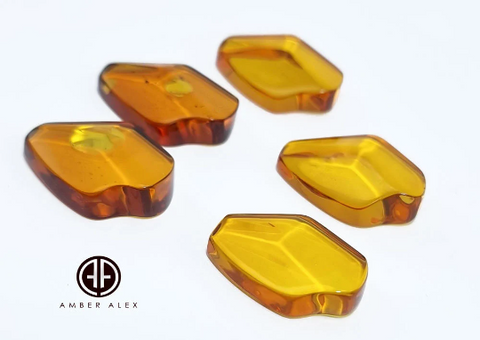 Cognac Amber Free Shape Faceted Cut Cabochon