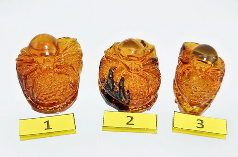 Cognac Amber Carved Spider Cabochons