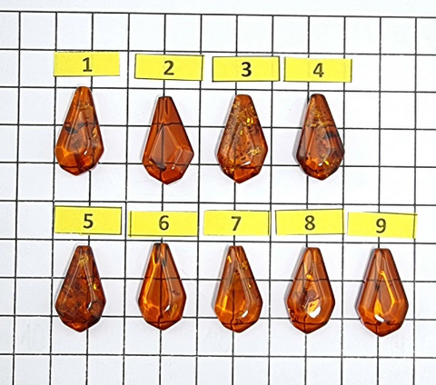 Cognac Amber Faceted Triangle Shape Cabochons