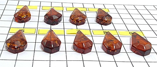 Cognac Amber Faceted Triangle Shape Cabochons