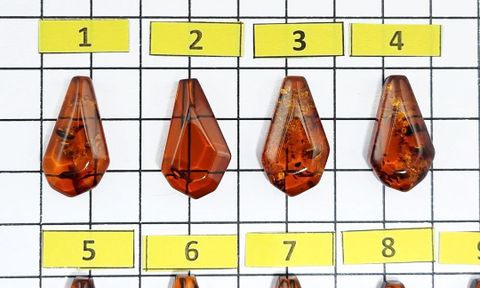 Cognac Amber Faceted Triangle Shape Cabochons