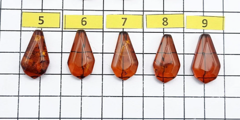 Cognac Amber Faceted Triangle Shape Cabochons