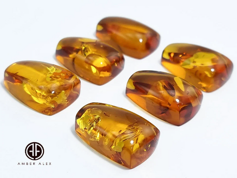 Cognac Amber Rectangular Free Shape Cabochons