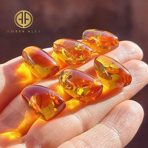 Cognac Amber Rectangular Free Shape Cabochons