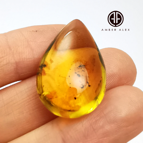 Natural Amber Drop Shape Stone With Insects