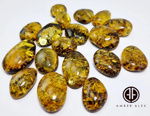 "Earth Stone" Green Amber Free Shape Cabochons