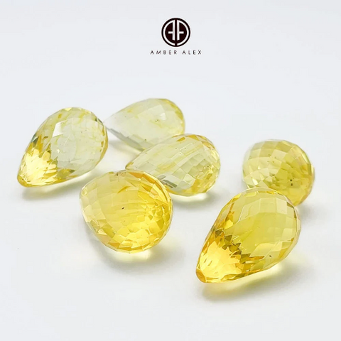 Lemon Amber Faceted Teardrop Stone