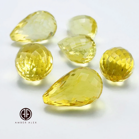 Lemon Amber Faceted Teardrop Stone