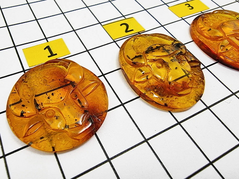 Cognac Amber Carved Taurus Cabochons