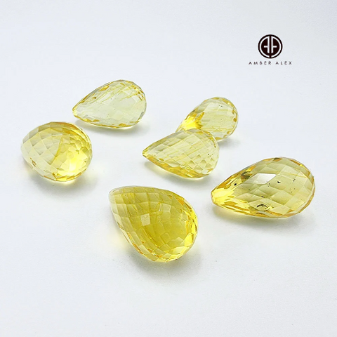 Lemon Amber Faceted Teardrop Stone