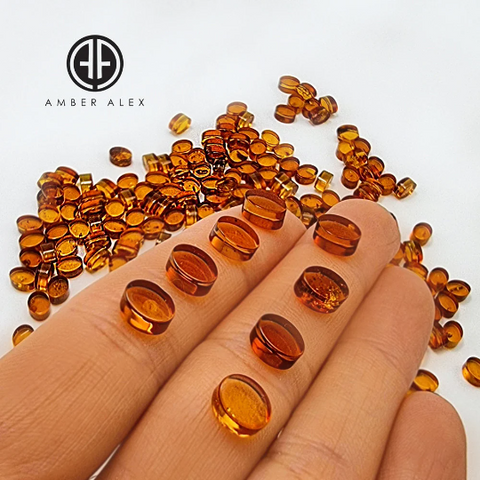 Cognac Amber Calibrated Oval Cabochons 5pcs