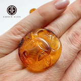 Cognac Amber Carved Taurus Cabochons