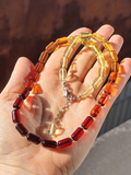 Gradient Amber Barrel Beads Necklace Sterling Silver