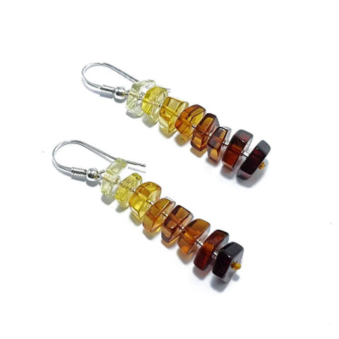 Gradient Amber Tablet Dangle Earrings Sterling Silver