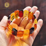 Multi-Color Amber Faceted Tablet Beads Stretch Bracelet