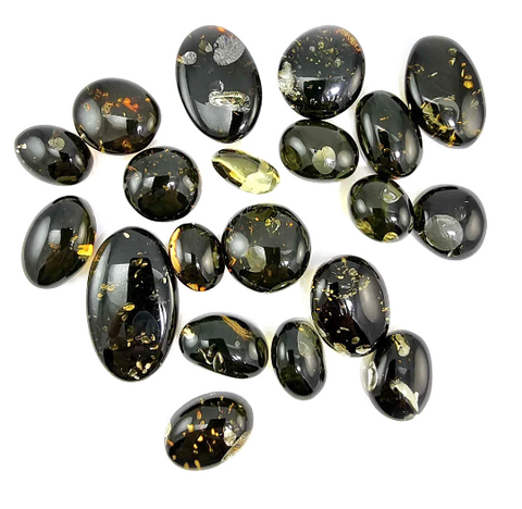 "Earth Stone" Green Amber Free Shape Cabochons