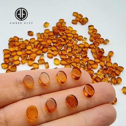 Cognac Amber Calibrated Oval Cabochons 5pcs