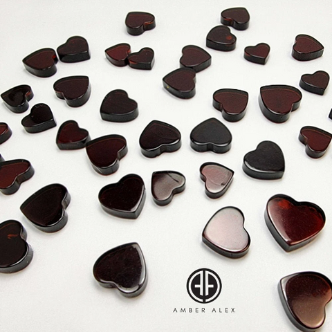 Cherry Amber Calibrated Heart Shape Cabochons