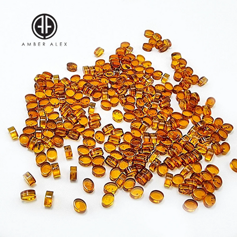 Cognac Amber Calibrated Oval Cabochons 5pcs